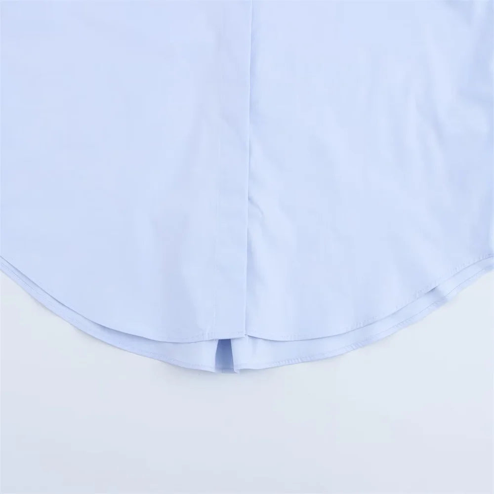 Women's Casual Long Sleeve Shirt Loose Fit Button Detail Poplin Collar Versatile Simple Everyday Style