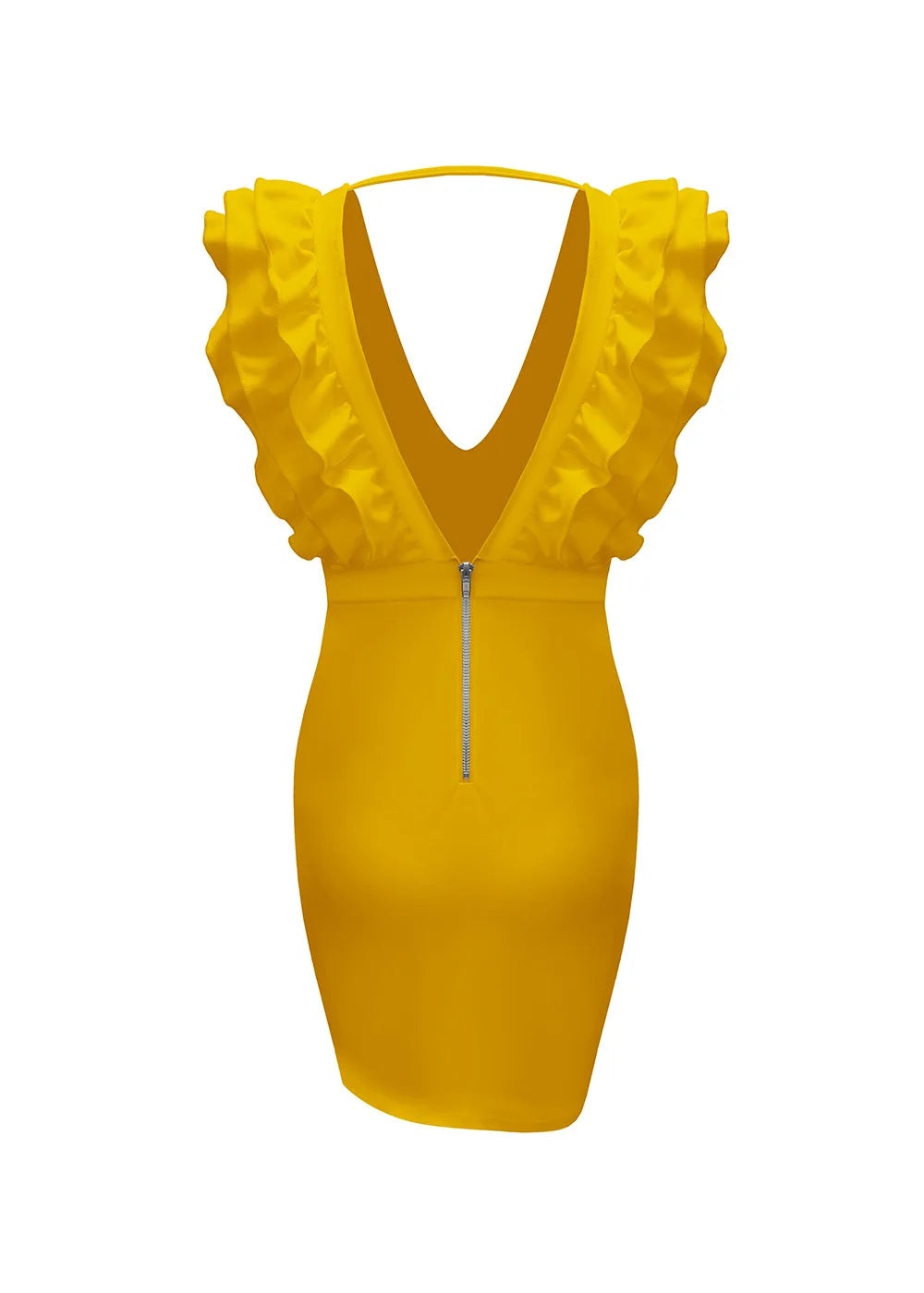 Solid Color Deep V Neck Pleated Mini Dress For Women