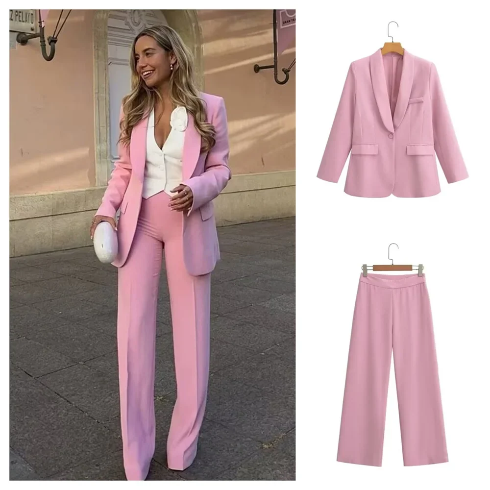 Fashionable Women's Two-Piece Suit Set with Jacket and Pants