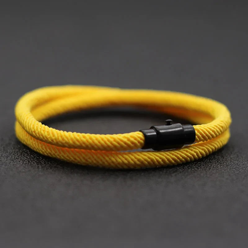 Minimalist Double Layer Men's Rope Bracelet with Magnet Buckle for Survival and Everyday Wear