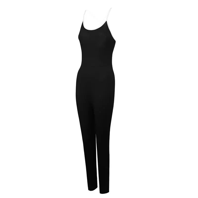 Women Sexy Sling Backless Bodycon Jumpsuit Summer Streetwear Solid Elegant Casual Sweatpants Style