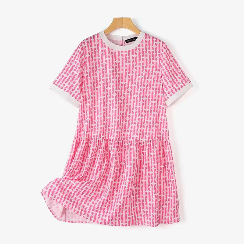 Boho Printed Sundress Knee Length Short Sleeve Dress