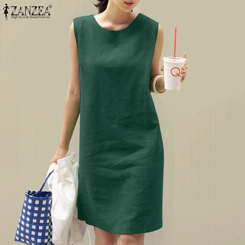 Casual Cotton Sundress For Women Sleeveless Summer Dress