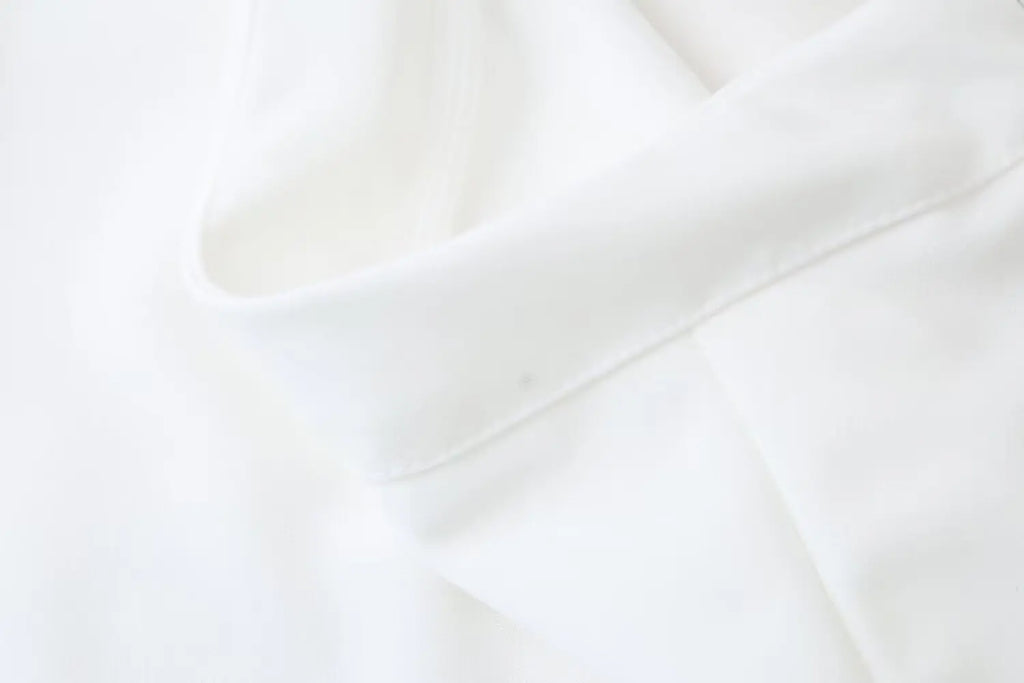 Women's Summer 2-Piece Set Solid Color Puff Sleeve Shirt and Zipper Mid-Rise Street Pants