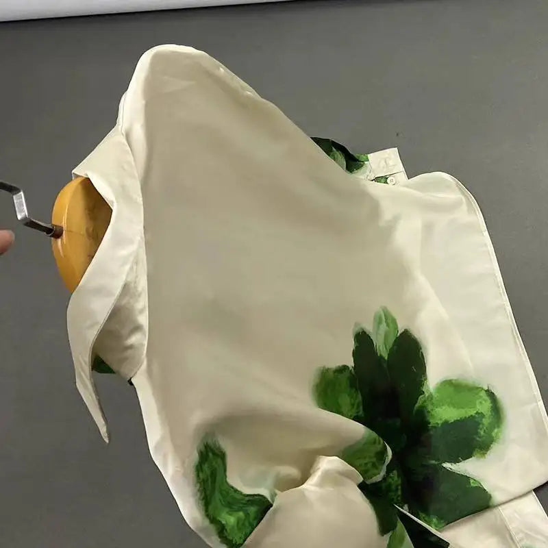 Floral Print Button-Up Shirt and Elastic Waist Wide Leg Pants Summer Set for Women