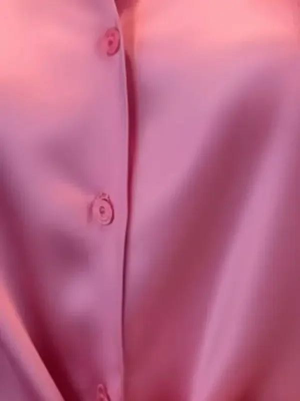 Women's Elegant Solid Color Polo Neck Button Down Long Sleeve Loose Fit Shirt Top for Spring and Autumn Commuter Wear