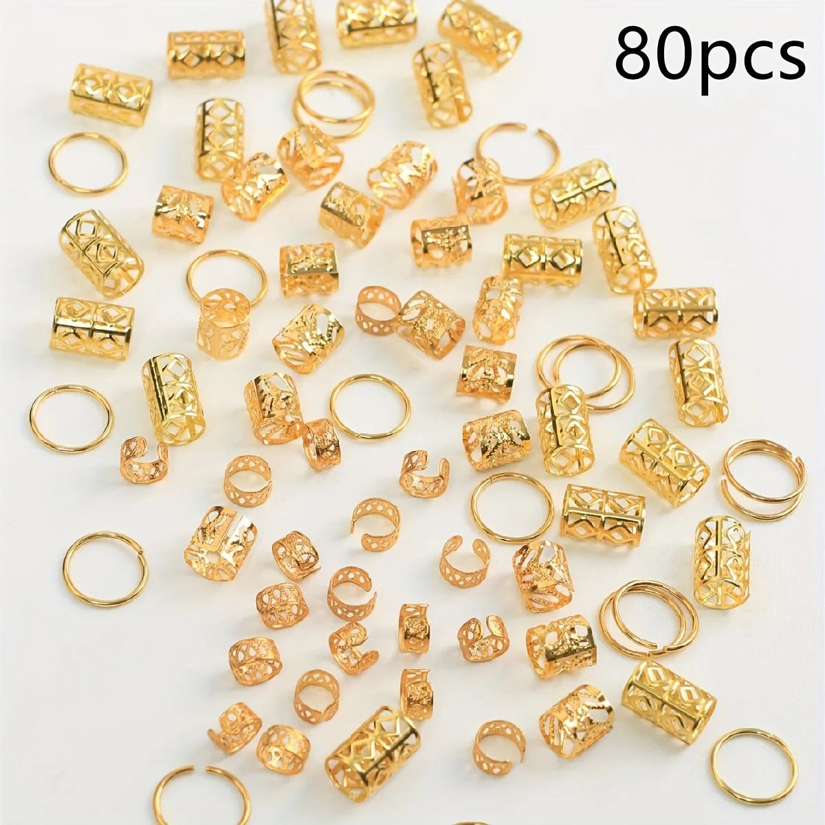 80 Pieces Dreadlock Hair Beads Stylish Alloy Hair Accessories for Braids and Locs
