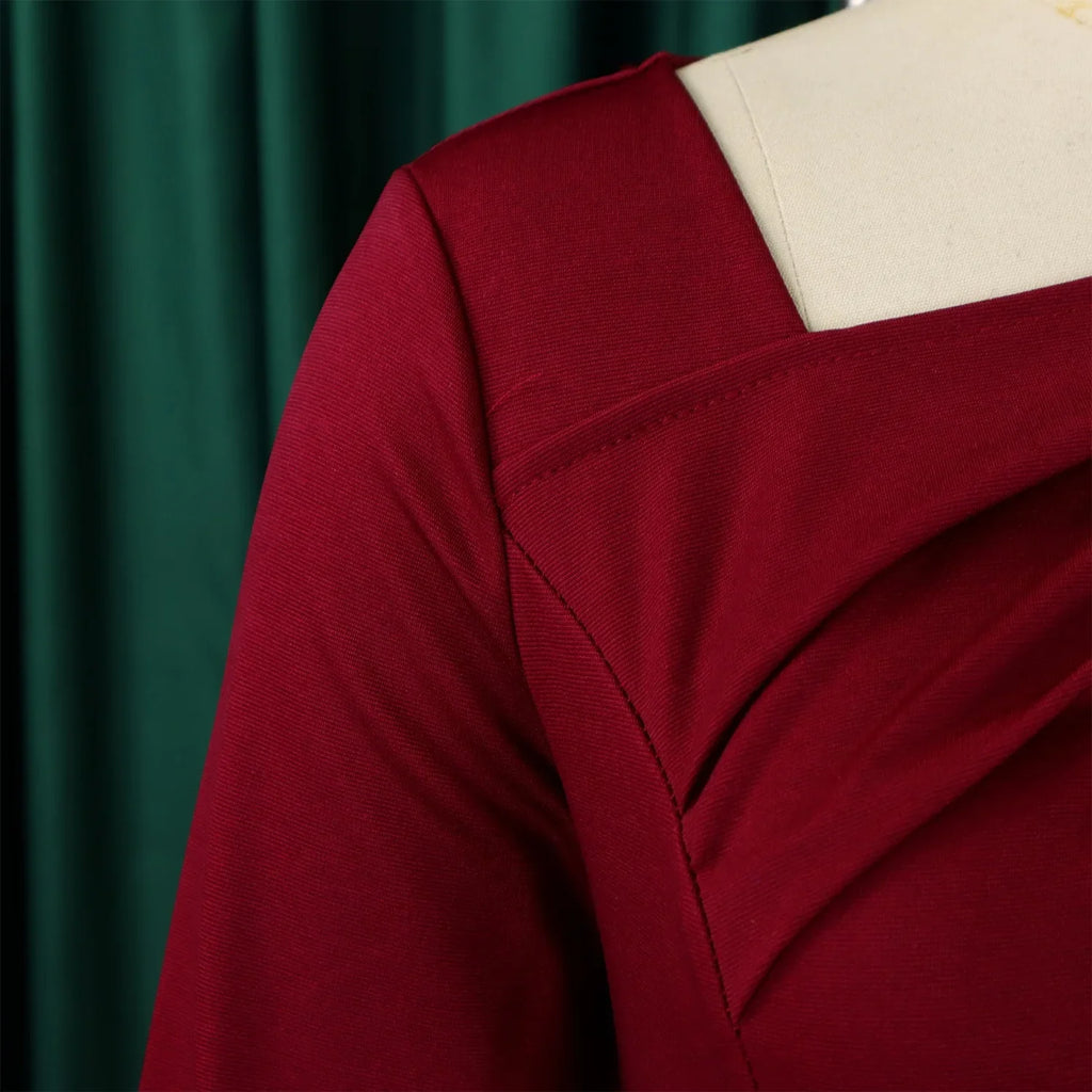 Professional Midi Office Dress for Women with Long Sleeves