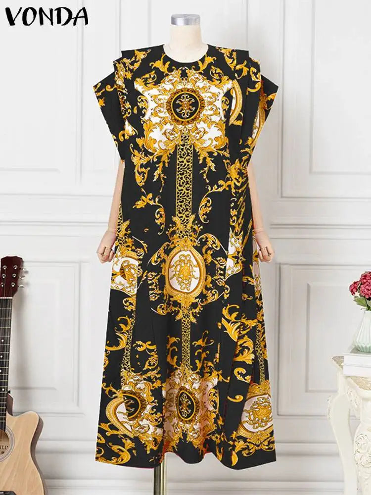 Satin Patchwork Maxi Dress Bat Wing Sleeve Elegant Dress