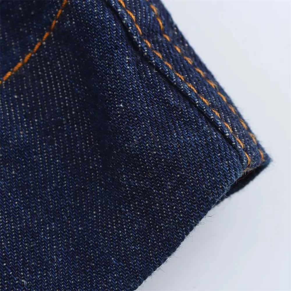 Women Denim Set Loose Fit Button Down Shirt and Wide Leg Pants Casual Outfit