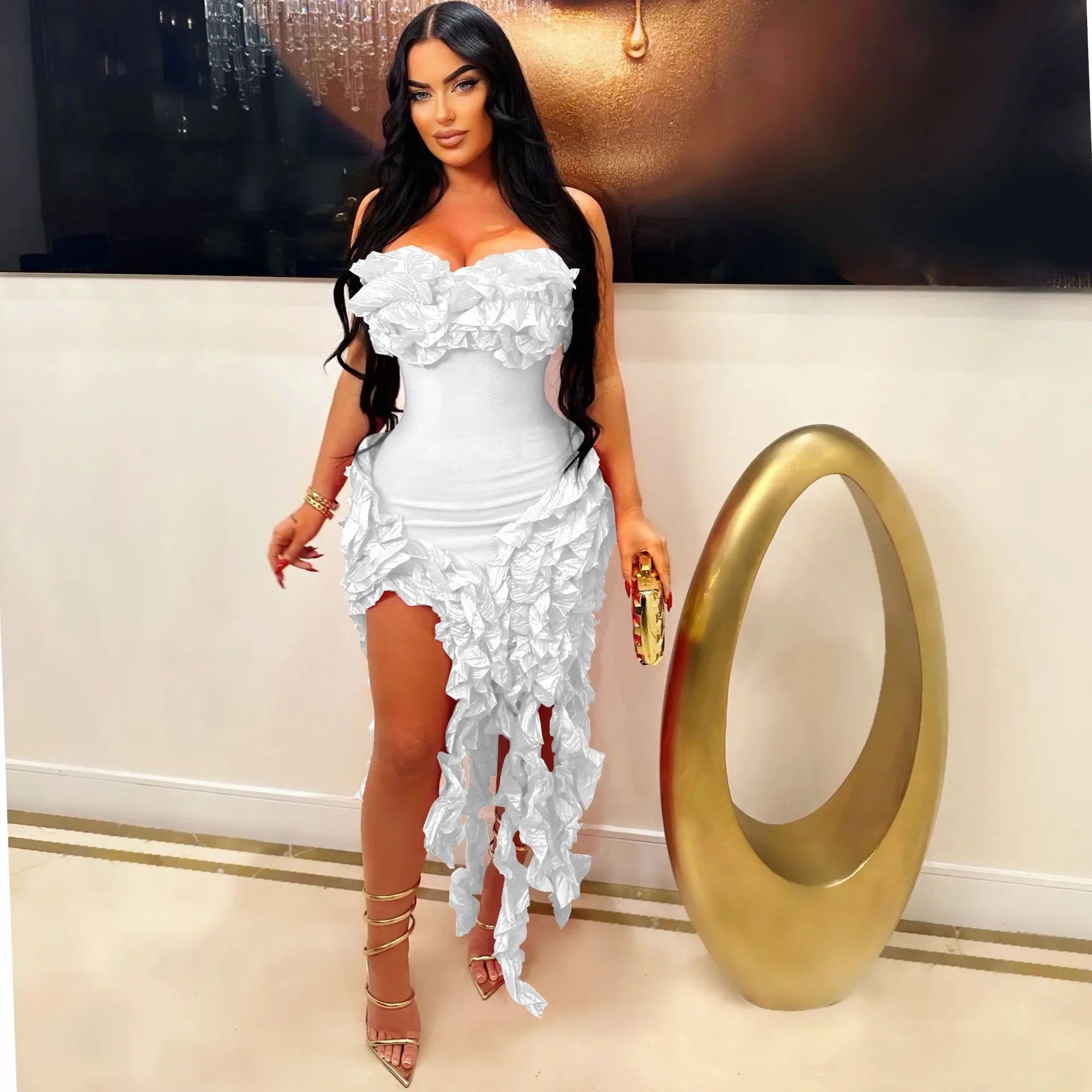 Backless V Neck Mini Dress For Women Summer Clubwear