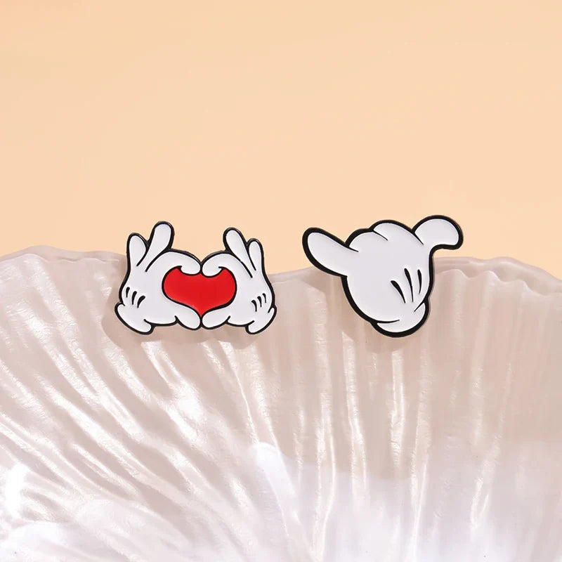Cartoon Finger Gesture Love You Brooch Enamel Pin Unique Metal Decoration for Backpack and Lapel Badge Gift for Friends