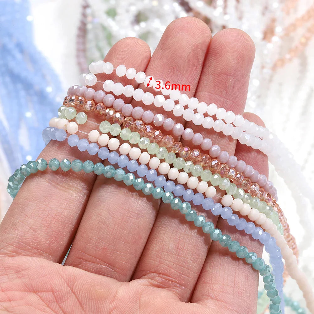 120 Pieces Crystal Glass Rondelle Beads Faceted Round Loose Spacer Beads for Jewelry Making