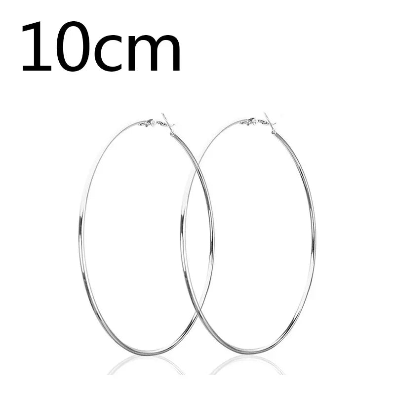 30-100mm Stainless Steel Circle Hoop Earrings Set for Women and Men Fashion Jewelry Gift