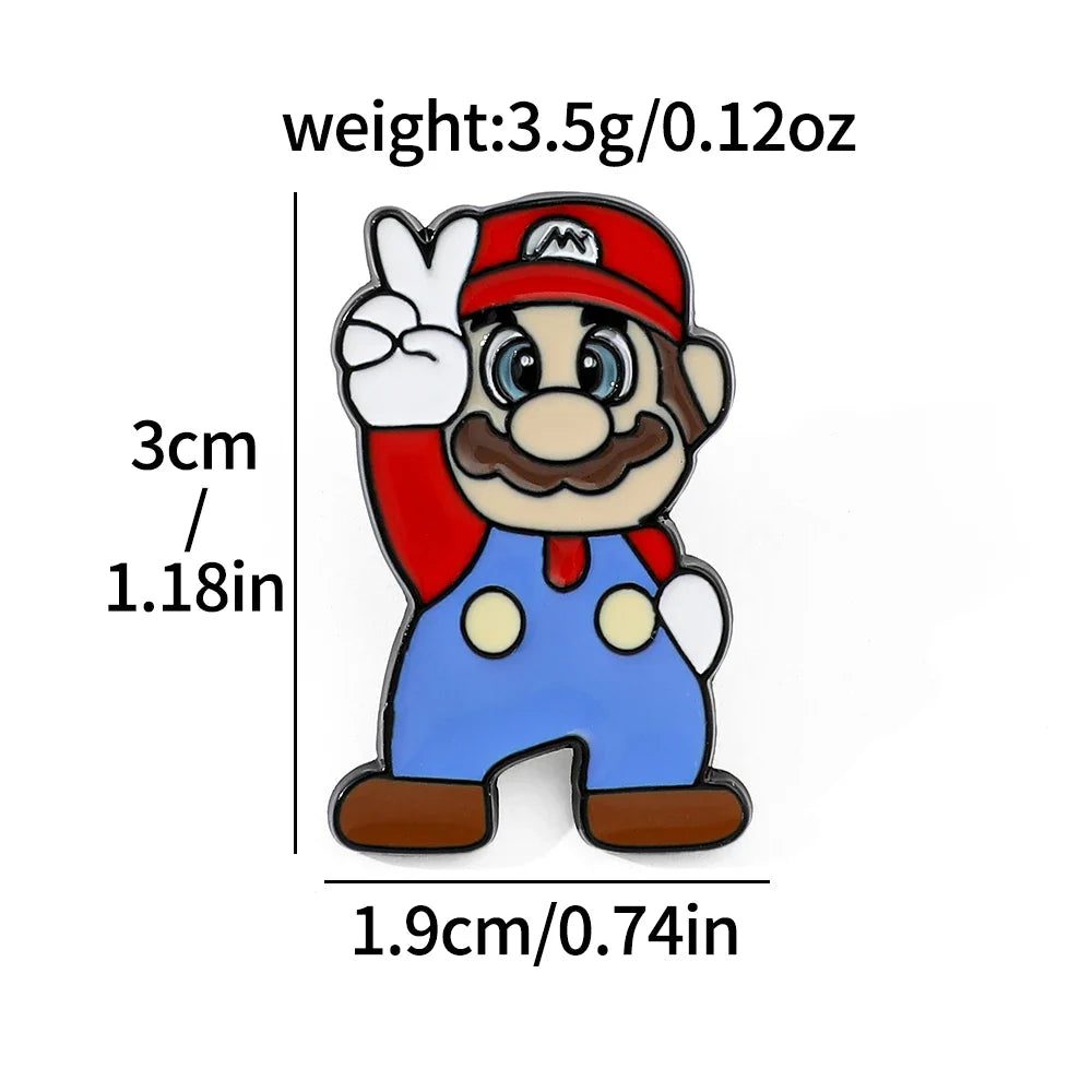 5 Pcs Super Mario Metal Brooch Set Enamel Lapel Pins for Backpack and Clothing Accessories