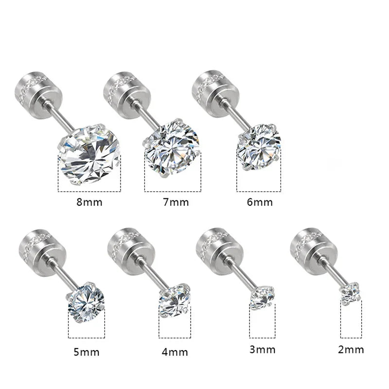 Stainless Steel Crystal Stud Earrings for Men and Women Durable Non-Fading Jewelry