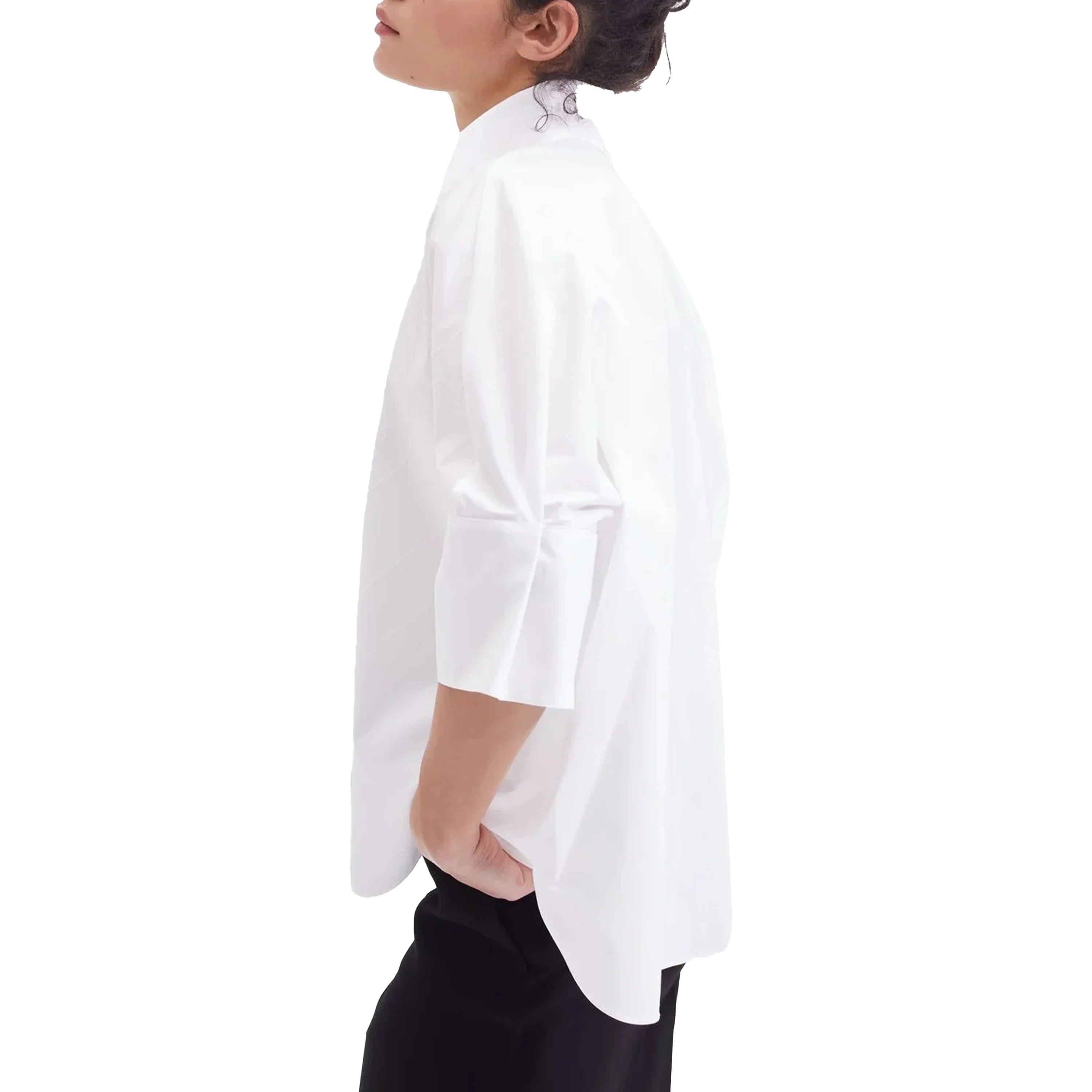 Women's Elegant V-Neck Puff Sleeve Blouse Lightweight Summer White Shirt Casual Office Tunic Top