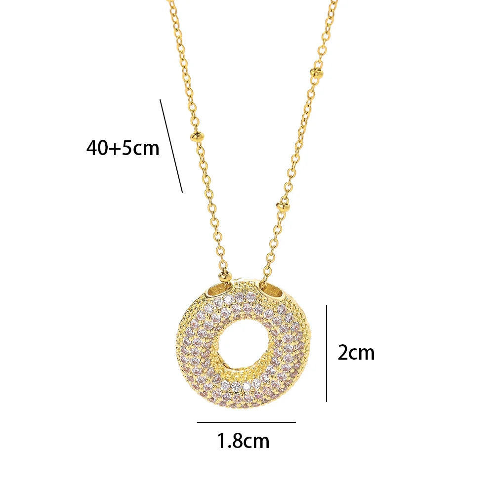 Luxury Zircon Crystal Initial Necklace for Women Stainless Steel Choker Chain Jewelry