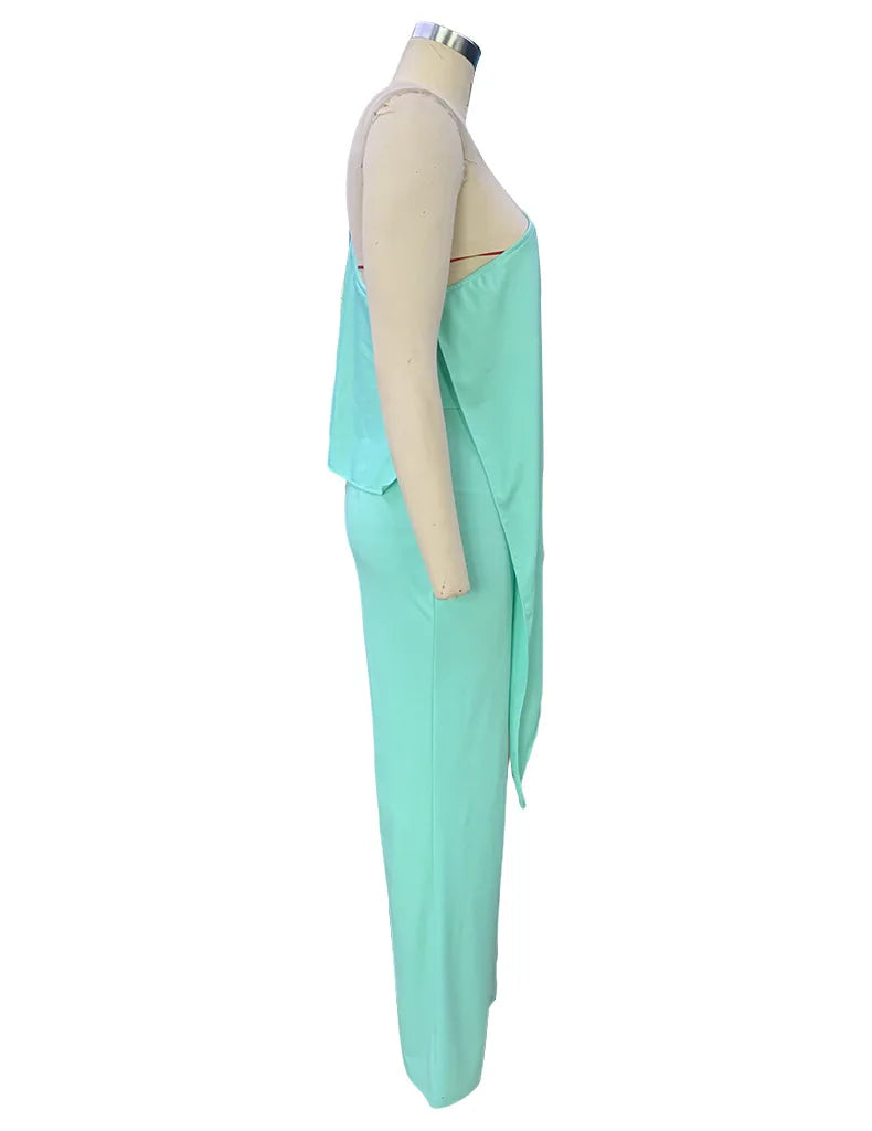 Sleeveless Slash Neck Women's Jumpsuit with Ruffle Details Casual Summer Romper Overalls for Nightclub Party Streetwear