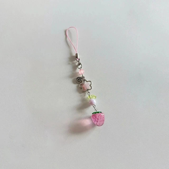 Lightweight Cute Strawberry Keychain Lanyard Cellphone Charm for Girls Aesthetic Jewelry