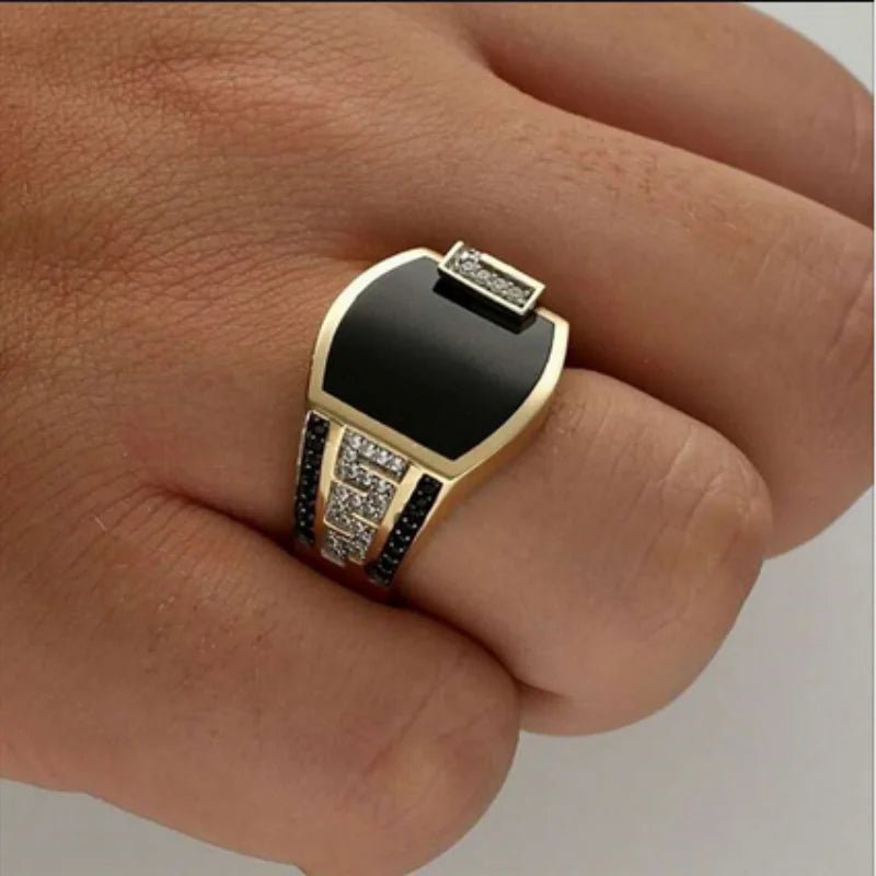 Classic Men's Gold Color Punk Ring for Engagement or Wedding Luxury Jewelry