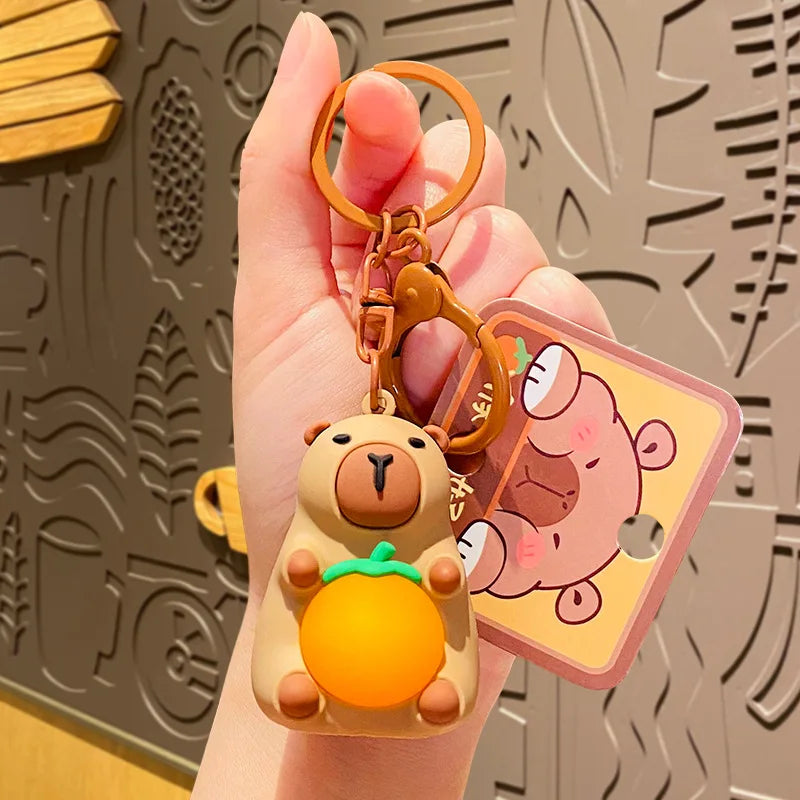 Kawaii Capybara Luminous Keychain Mini Doll Warm Light Toy