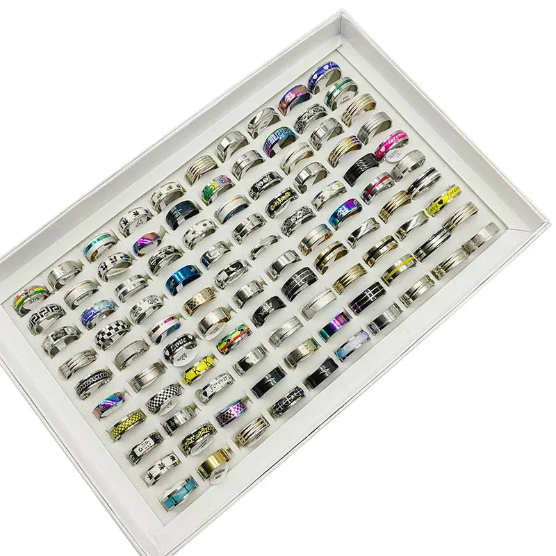 20 Pieces Mixed Style Stainless Steel Finger Rings for Women and Men Fashion Party Jewelry