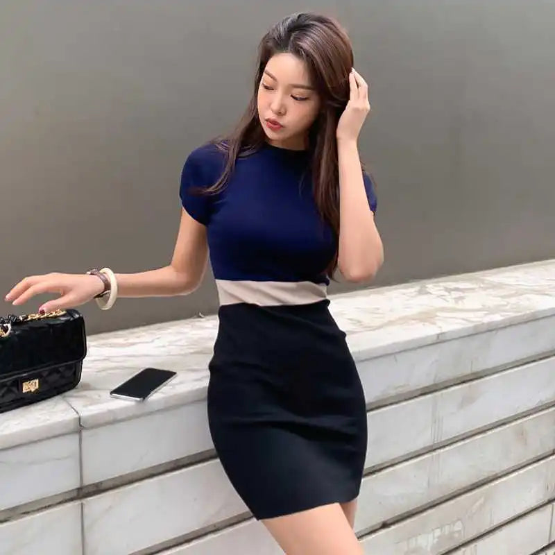 O Neck Knit Bodycon Dress For Women Pencil Sheath Style