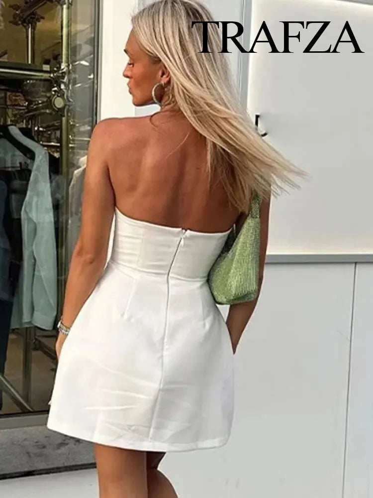 Sexy Strapless Mini Skirt For Women Solid Color Summer