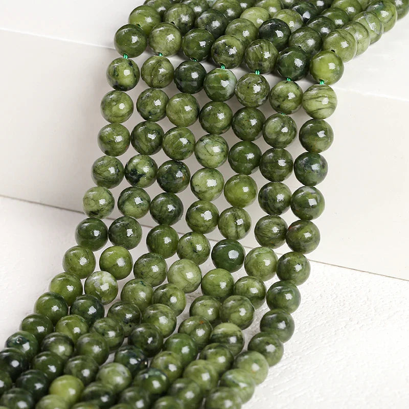 Natural Dark Color Southern Jade Beads Round Loose Spacer for DIY Jewelry Making Necklace and Bracelet