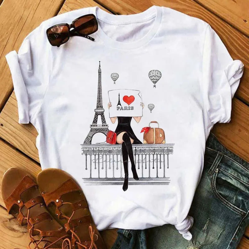 Women's Funny Wine Print T Shirt Casual Short Sleeve O Neck Tee for Summer Fashion
