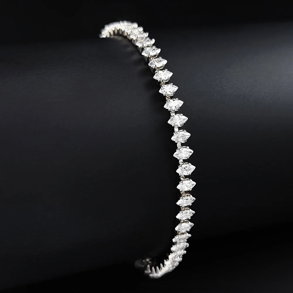 Luxury Silver Color Marquise Oval Square Cut Tennis Bracelet for Women Elegant Party Gift Jewelry