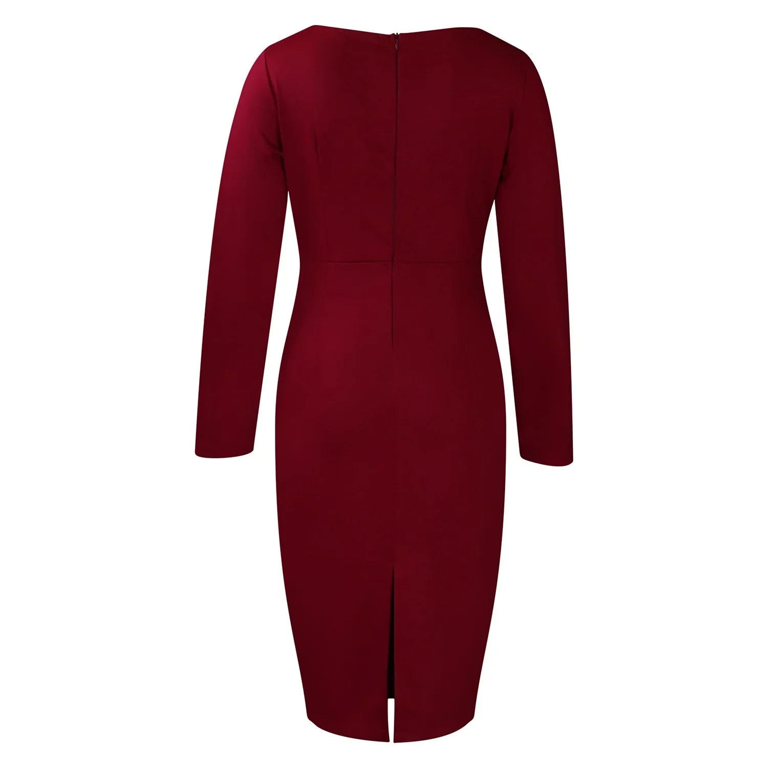 Professional Midi Office Dress for Women with Long Sleeves