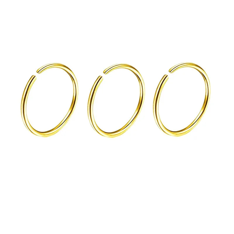 20G Thin Fake Septum Nose Ring Set, Septum Hoops and Labret Lip Rings for Cartilage, Tragus and Helix Earrings