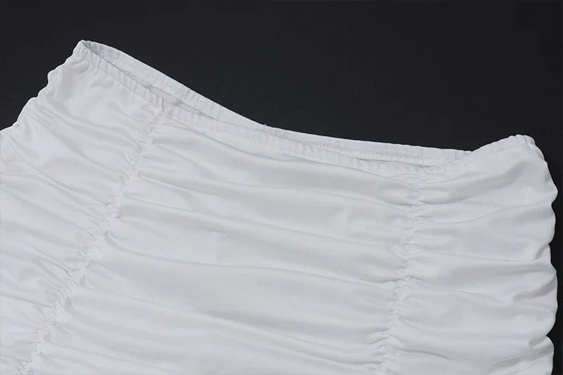 Elegant Y2K Lace See-Through Long Sleeve Crop Top with Ruched Slim Skinny Mini Skirt Two-Piece Set for Women