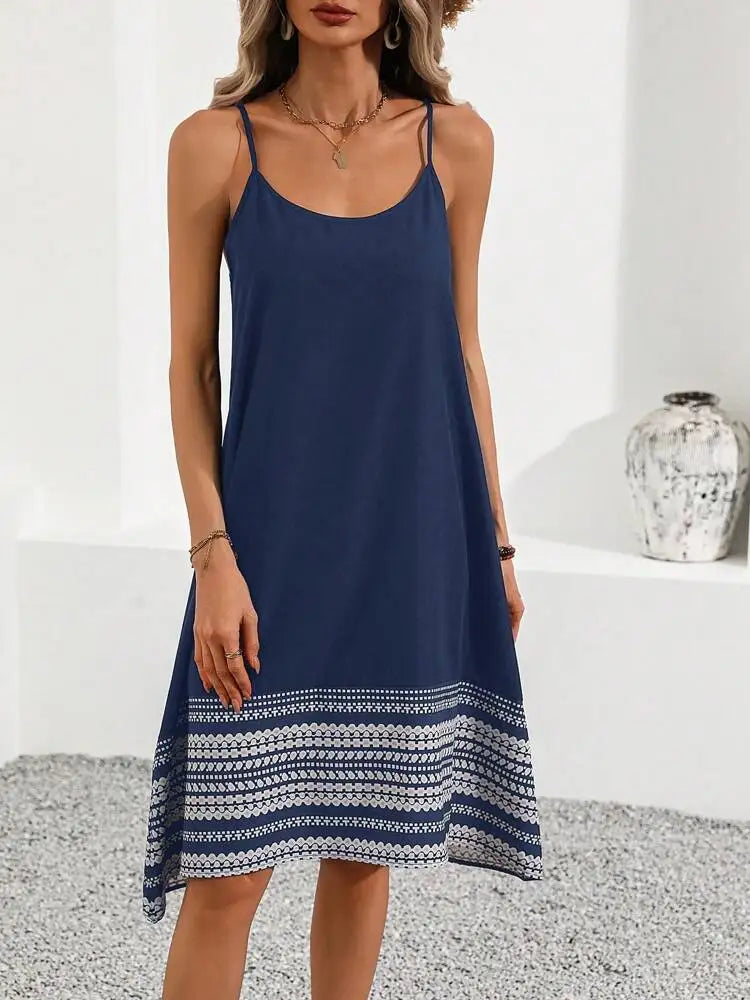 Sleeveless U Neck Dress For Women Casual Summer Sling Dress