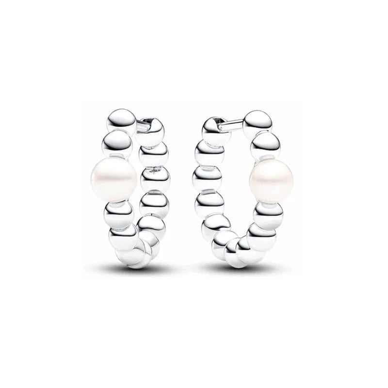 925 Silver Hoop Infinite Love Earrings with Blue Flower and White Stone Heart Pendant for Women Jewelry