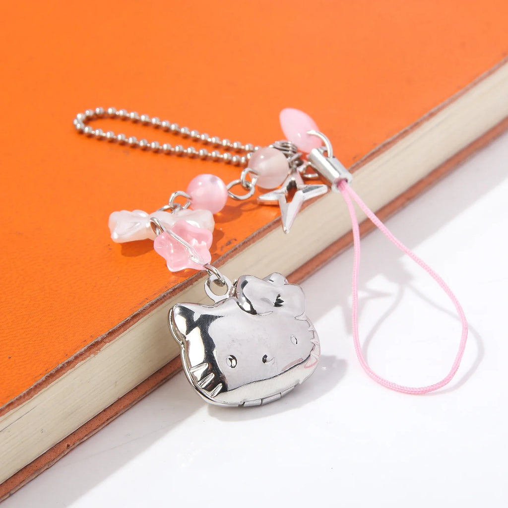 Kawaii Cat Bowknot Star Charm Phone Chain Cute Cartoon Kitty Keyring Pendant for Bags and Cosplay Jewelry Gift