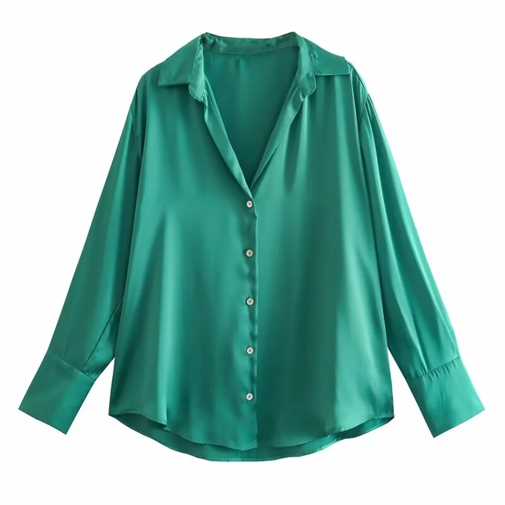 Women's Casual Loose Silk Satin Shirt with Versatile Soft Texture and Elegant Design