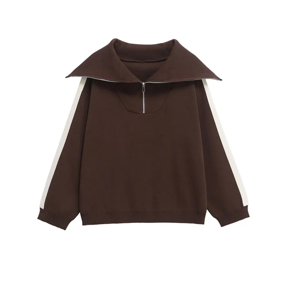 Women's Casual Two-Piece Set with Knit Sweater and High-Elastic Waist Straight Pants