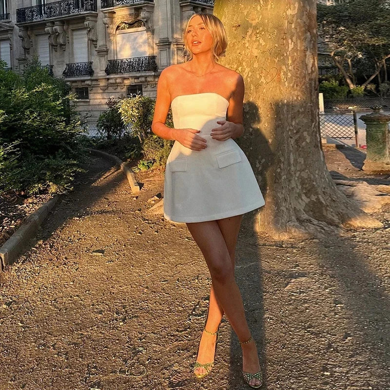 Sexy Strapless Mini Skirt For Women Solid Color Summer