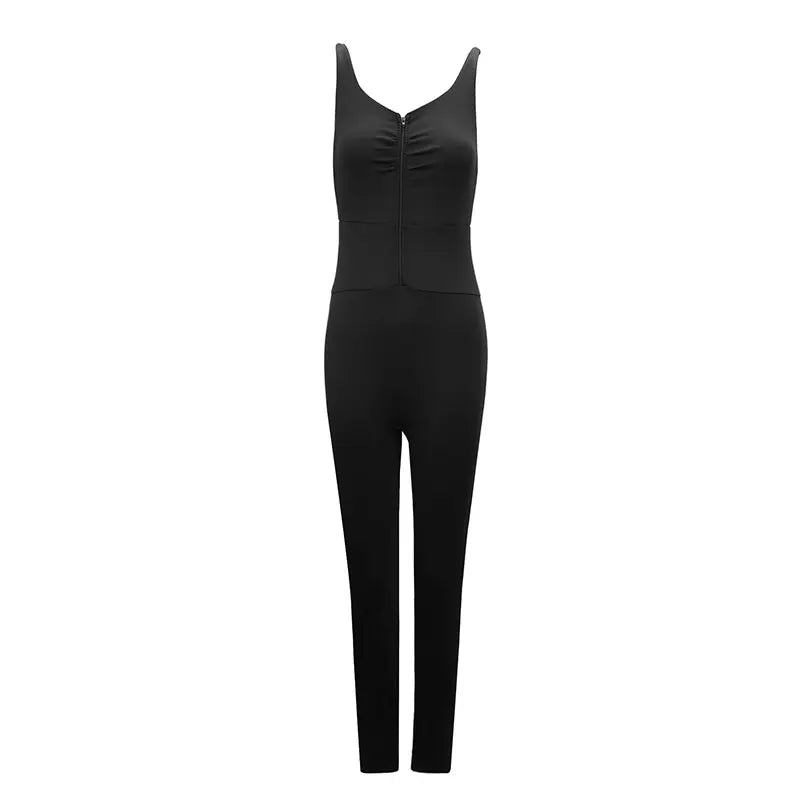 Black Sexy Backless Sling Jumpsuit for Women Summer Bodycon Romper Elegant Streetwear Clubwear Party Outfit