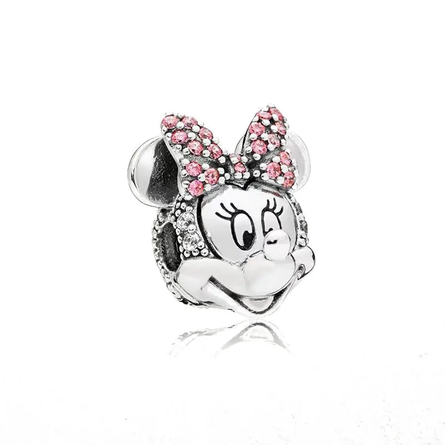 Disney 925 Sterling Silver DIY Charm Compatible With 3mm Bracelets Featuring Mickey Mouse Ferris Wheel And Suitcase Designs