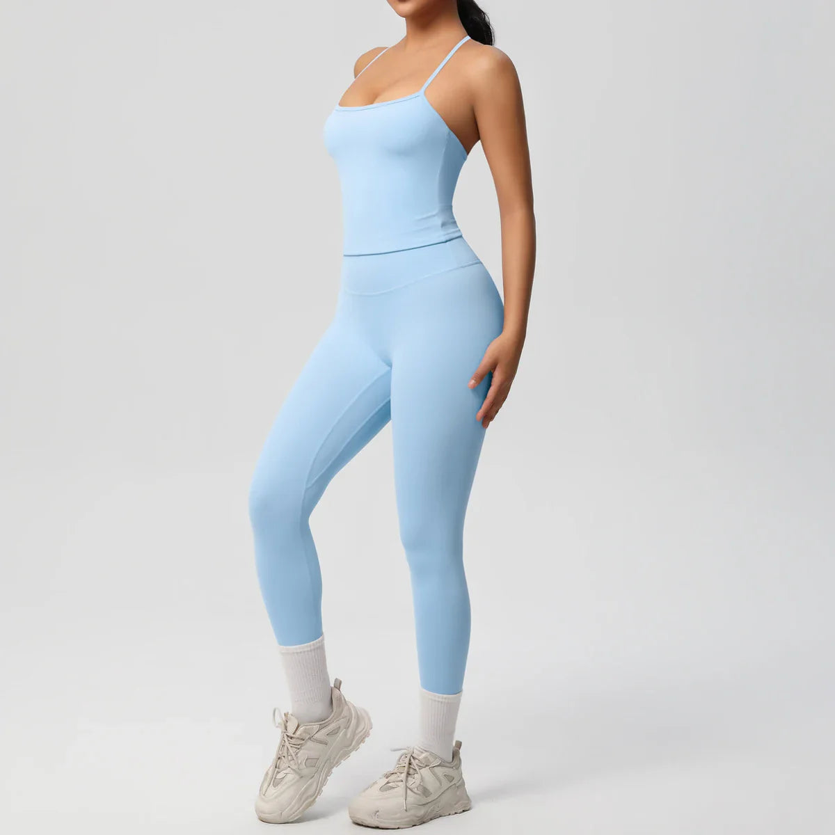 2PCS Nude Feeling Yoga Set for Women Push Up Sport Bra and High Waist Leggings Fitness Running Workout Tracksuit Activewear