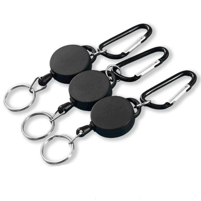 Retractable Keychain Badge Reel Holder with Elastic Keyring for Easy Access to Keys and ID Badges