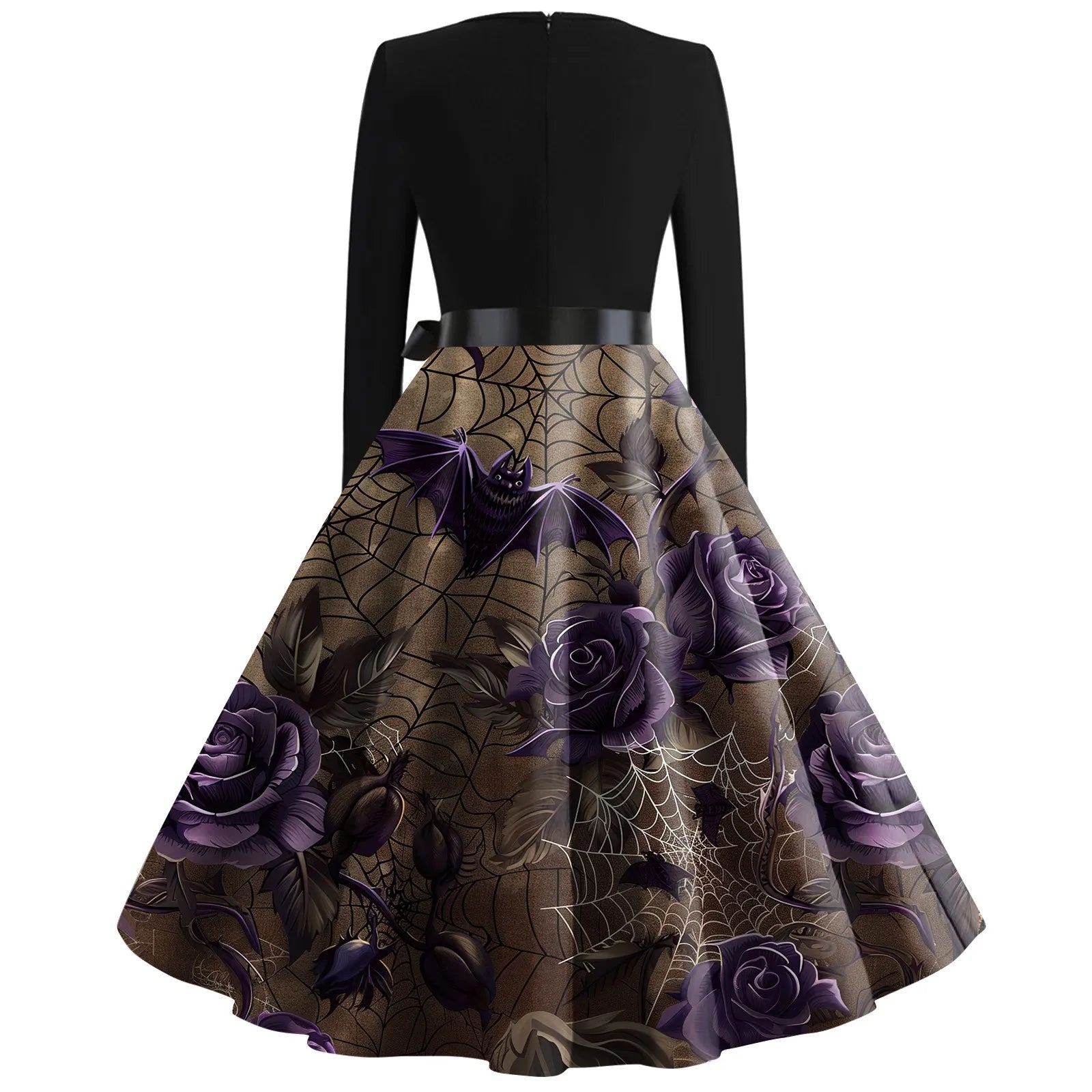 Halloween Printed V Neck Vintage Casual Dress for Women