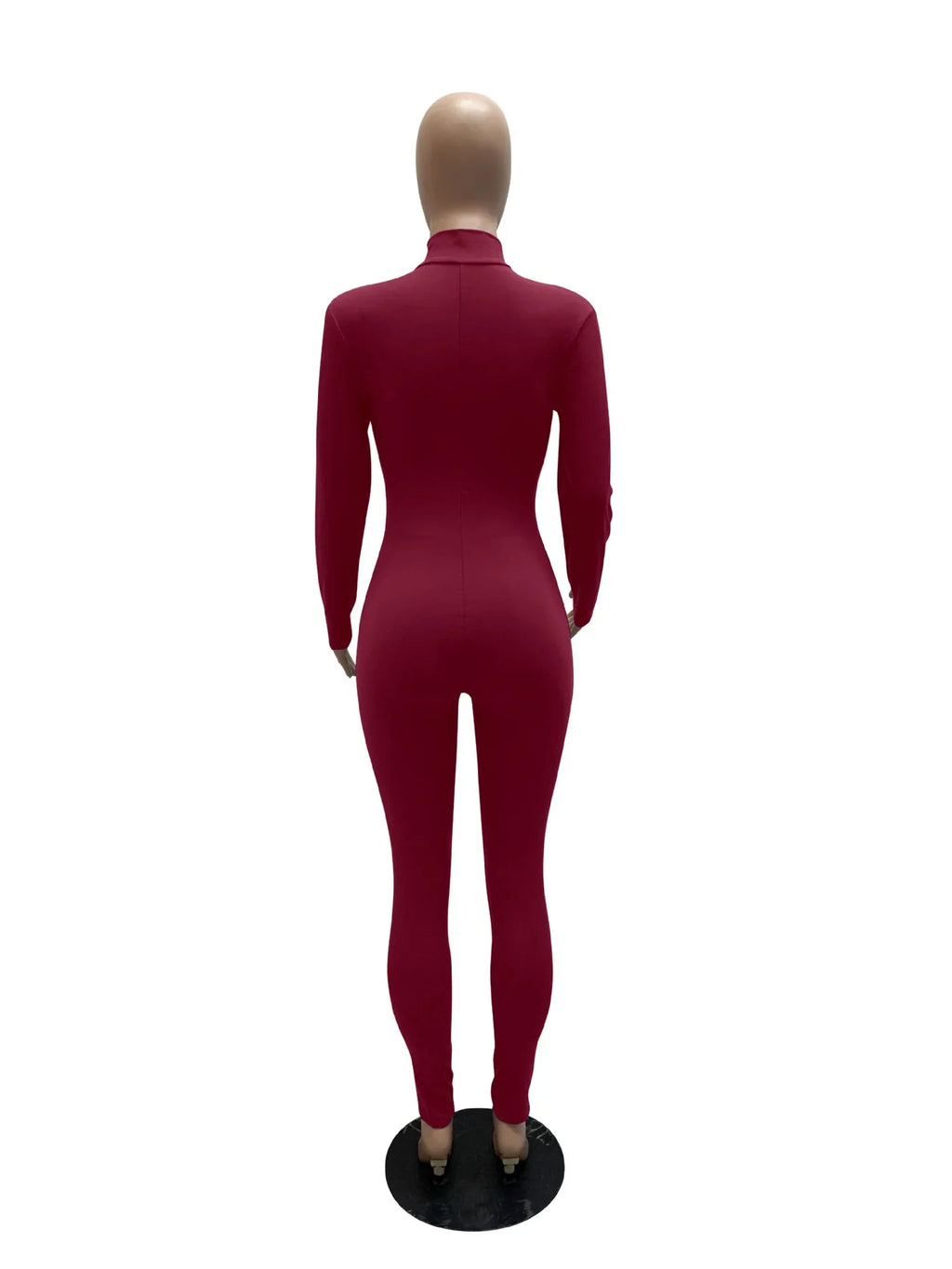 Women's Bodycon One-Piece Jumpsuit with Long Sleeves and Large Front Zipper Casual Sporty Skinny Workout Overalls Top