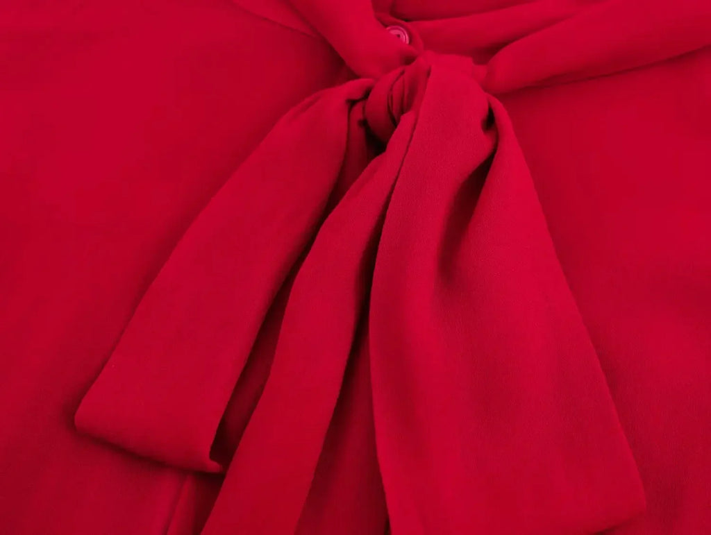 Elegant Long Sleeve Bow Collar Blouse for Women Office Lady Tops Korean Style Youth Blouses