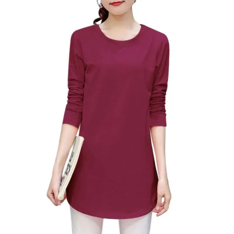 Women Slim Fit Long Sleeve Casual Blouse in Solid Colors