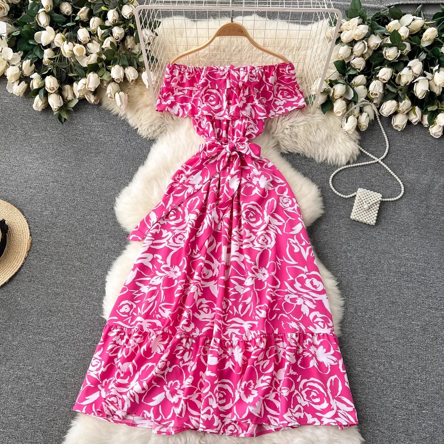 Romantic Floral Off Shoulder Maxi Dress For Women Boho Chic